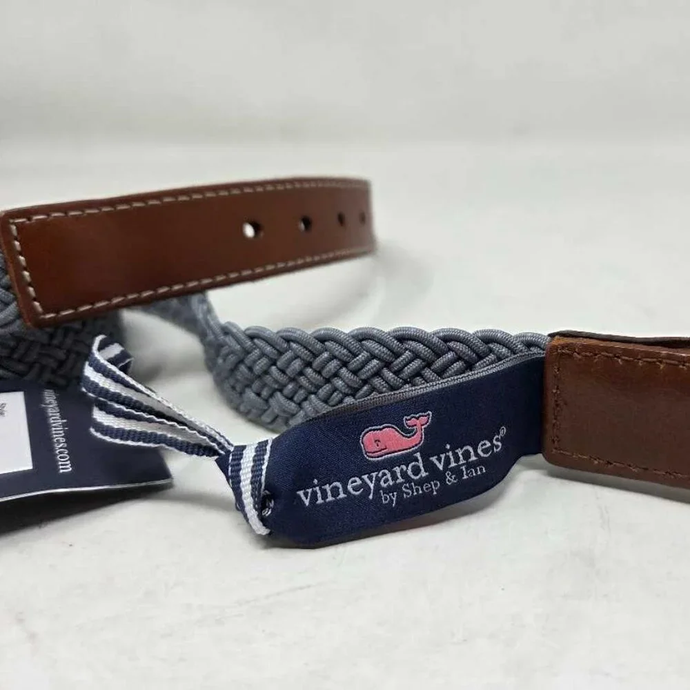 New boys 28 Vineyard Vines flecked braided stretch bungee belt Gray Harbor
